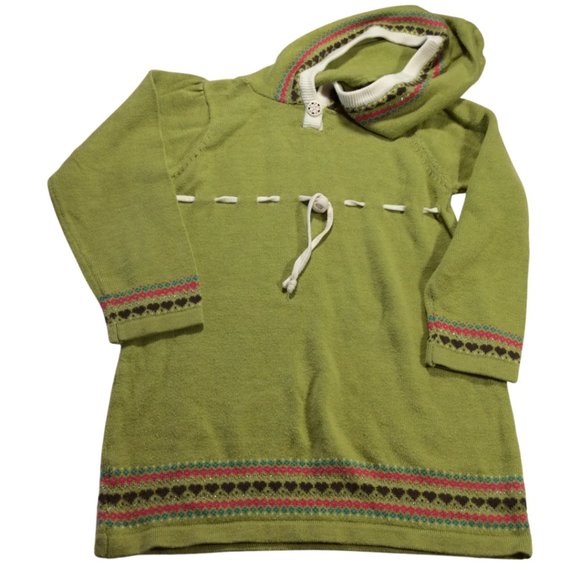 👣 5/$25 - Green Knit Hooded Sweater Dress w/ Waist Tie - Picture 1 of 1